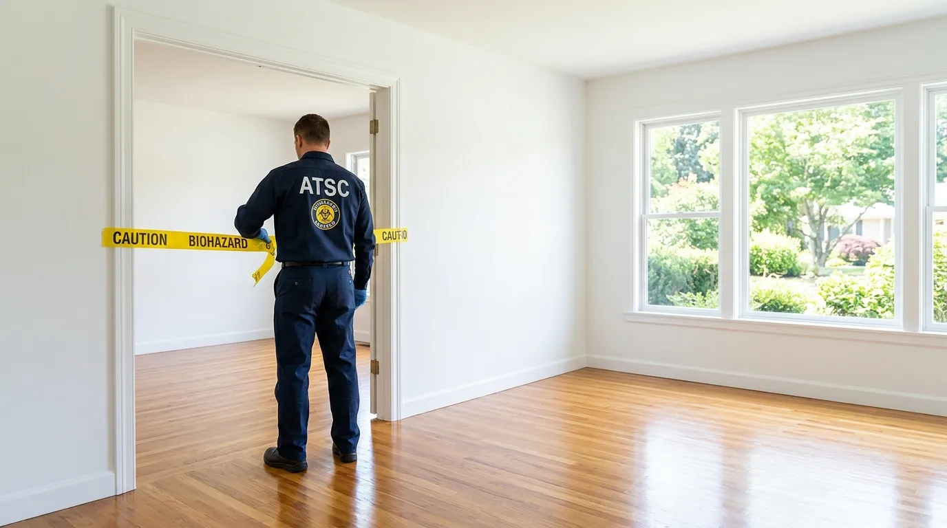 Certified biohazard cleanup crew performing Decomposition Cleanup in Waterford